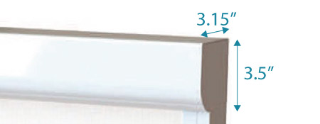 A picture of a white railing with measurements.